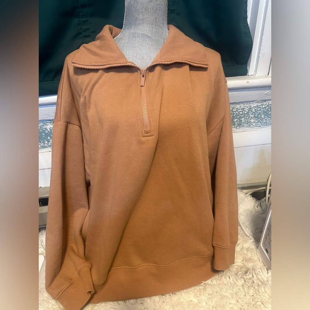PINK Victoria's Secret Brown Quarter-Zip Sweatshirt